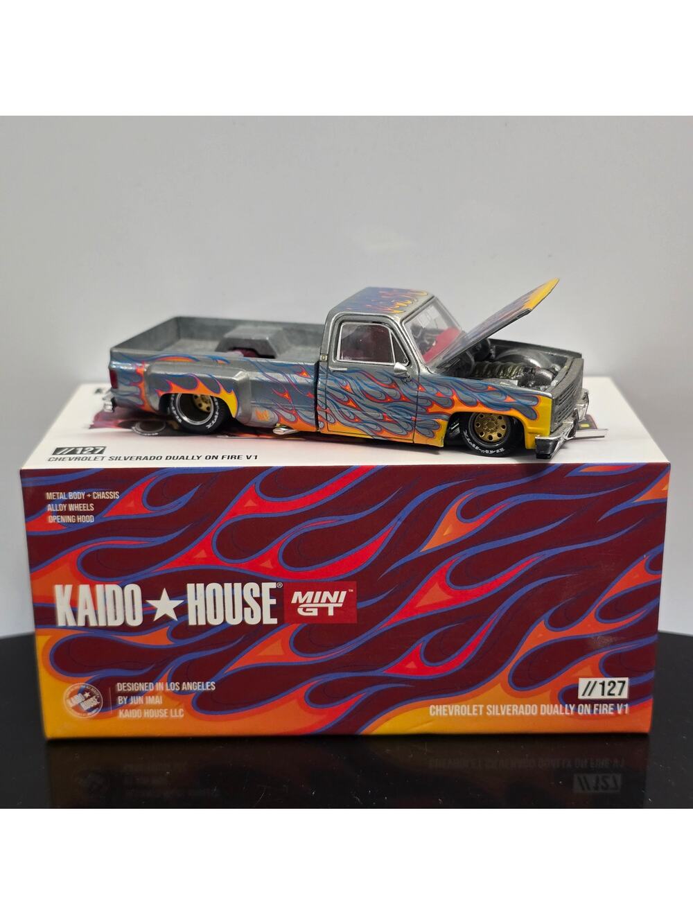 CHASE Chevrolet Silverado Dually On Fire V1 RAW Zamac Kaido House #127 1:64